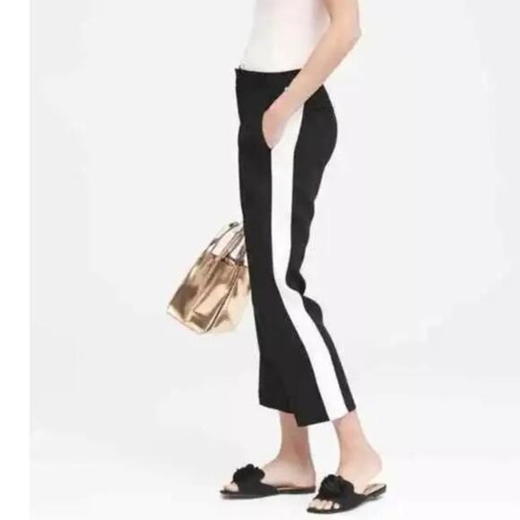 Banana Republic  Avery Tuxedo Stripe Mid Rise Dress Pant Trousers - Picture 1 of 9
